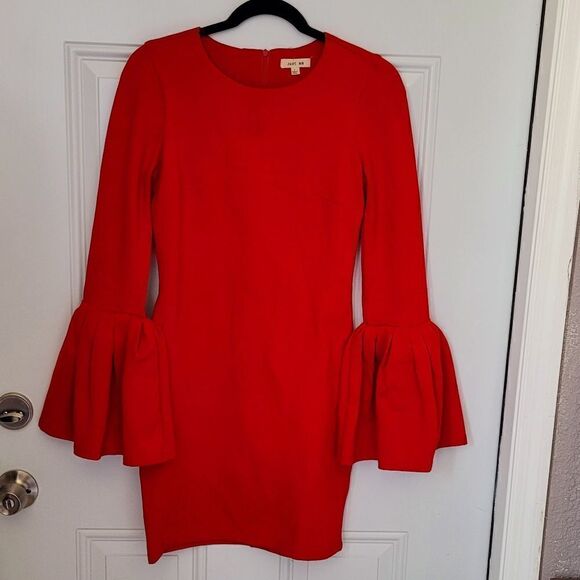 Just Me red bell sleeve midi dress size Small - Picture 5 of 15